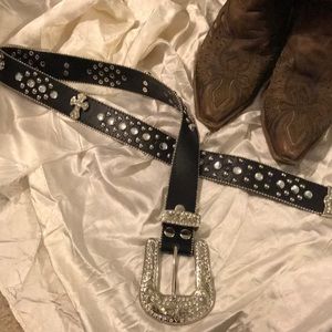 Leather Rhinestone Belt